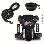 Service Dog Harness Leash Set w/ 1pc Folding Bowl Reflective  Dog Soft Oxford For Small Dog