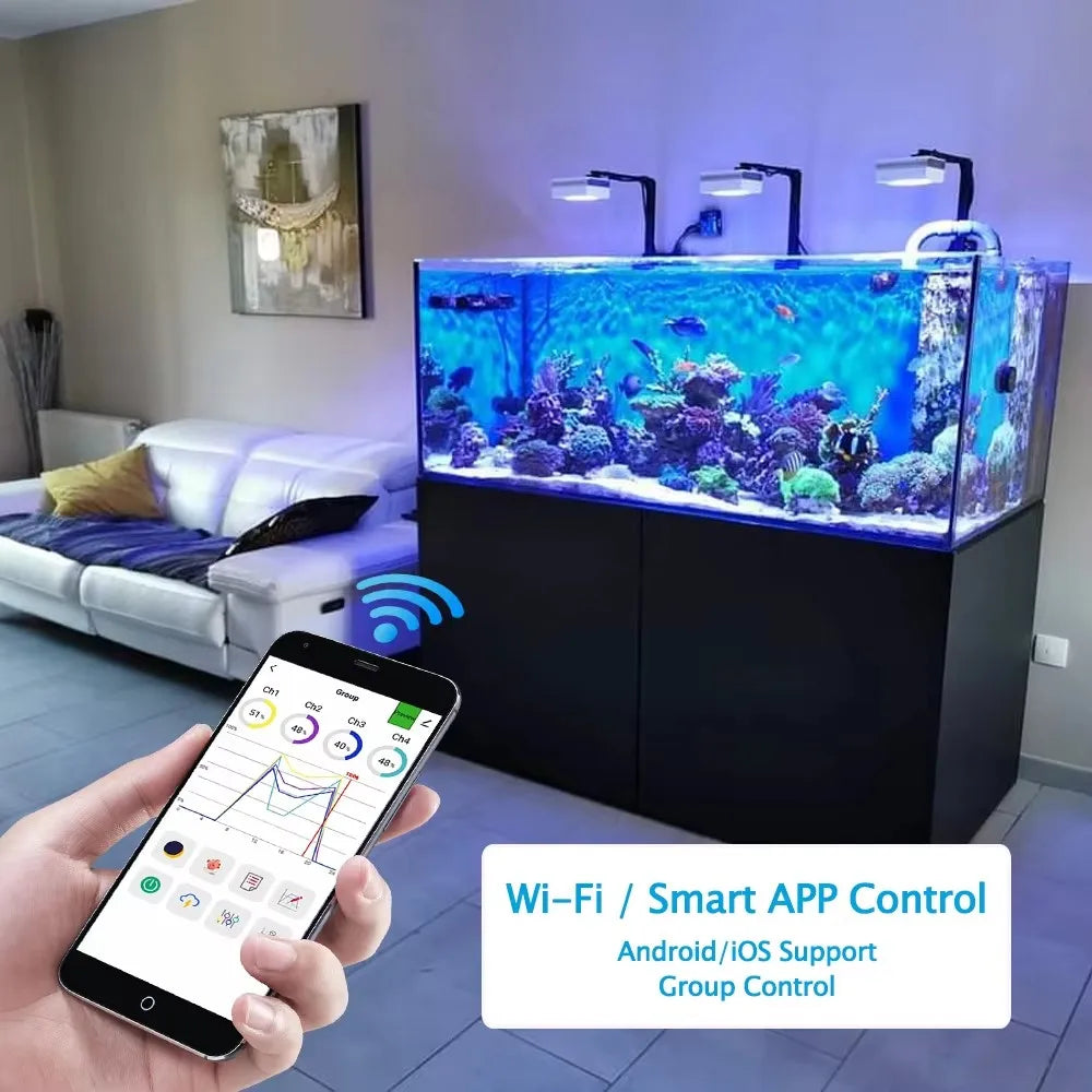 WiFi Led Aquarium Light Full Spectrum, Reef Light Aquarium Saltwater Coral Growing