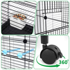 Large 2 tier Bird Cage with
Wheels Stand House Shape