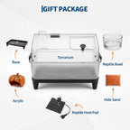 Small Reptile Terrarium Kit W/ Lid, Acrylic Tank, Heating Pad, For Gecko Lizard Tarantula Frog