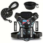 Service Dog Harness Leash Set w/ 1pc Folding Bowl Reflective  Dog Soft Oxford For Small Dog