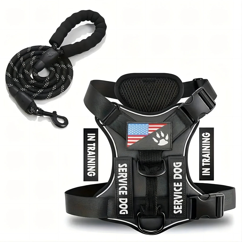 Dog Harness And Leash Set, Escape Proof No Pull Dog Vest Harness With Reflective Dog Walking Traction Rope