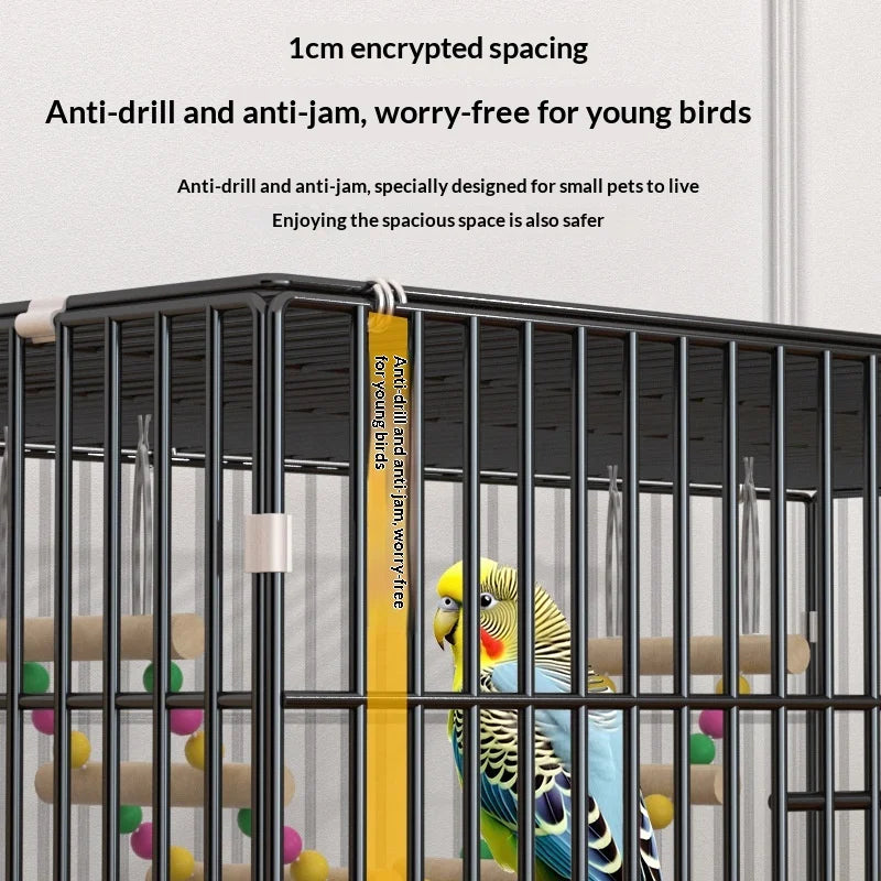 Foldable Extra Tall Metal Bird Cage Parakeet Cockatiel Portable Travel Home Use Easy Storage