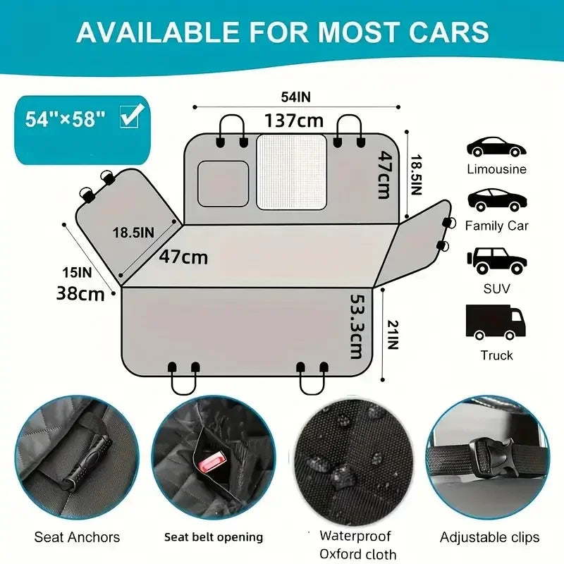 Dog Car Seat Cover, Waterproof, Scratch Proof Nonslip Durable