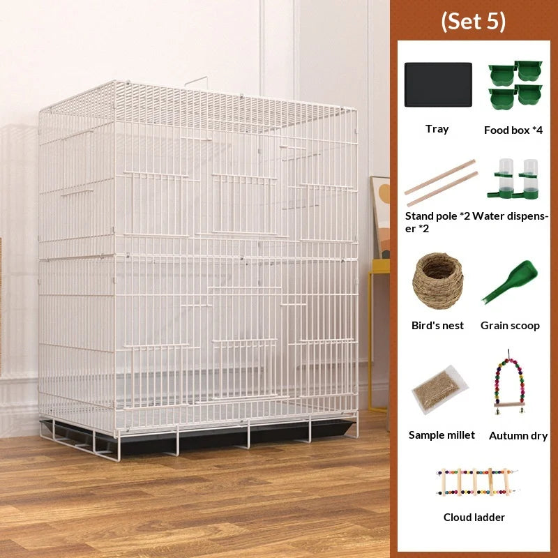 Foldable Extra Tall Metal Bird Cage Parakeet Cockatiel Portable Travel Home Use Easy Storage