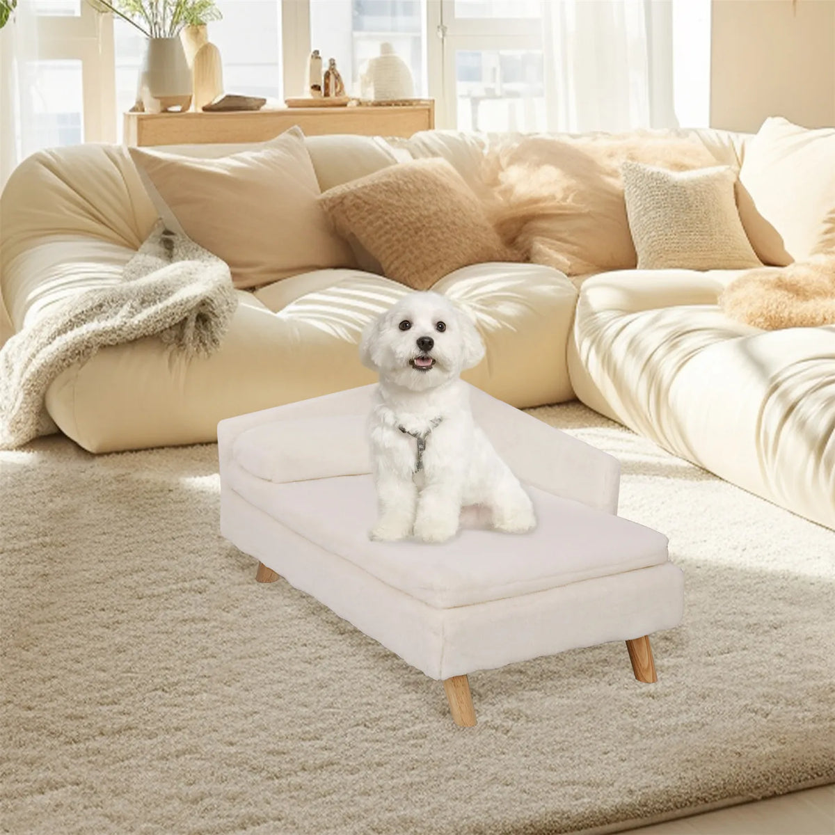 Elevated Pet Bed, Waterproof with Sturdy Wood Legs for Small Dog Kitten