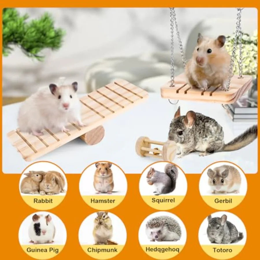 Hamster Toys Set, Guinea Pig Small Animal Toy Cage Accessories, Chinchillas, Gerbils, Rats, Rabbit Rodents