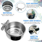 Bird Cage Feeder Cups 2PCS Parrot Food Water Bowl Holder Clamp