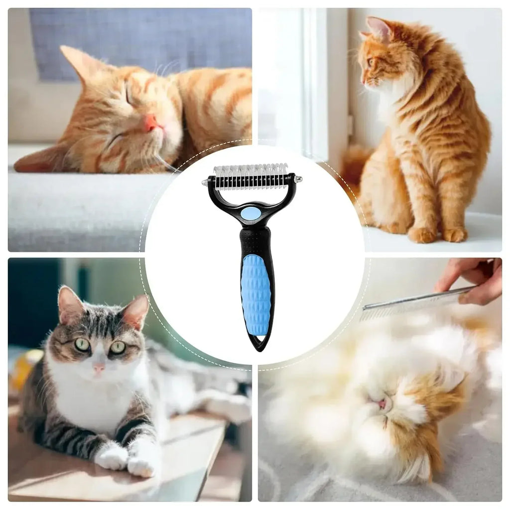 Cat Hair Removal Comb Dog Hair Removal Stainless Steel Double Sided Pet Grooming Brush