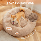 Anti-Slip Round Fluffy Calming Washable Dog Bed