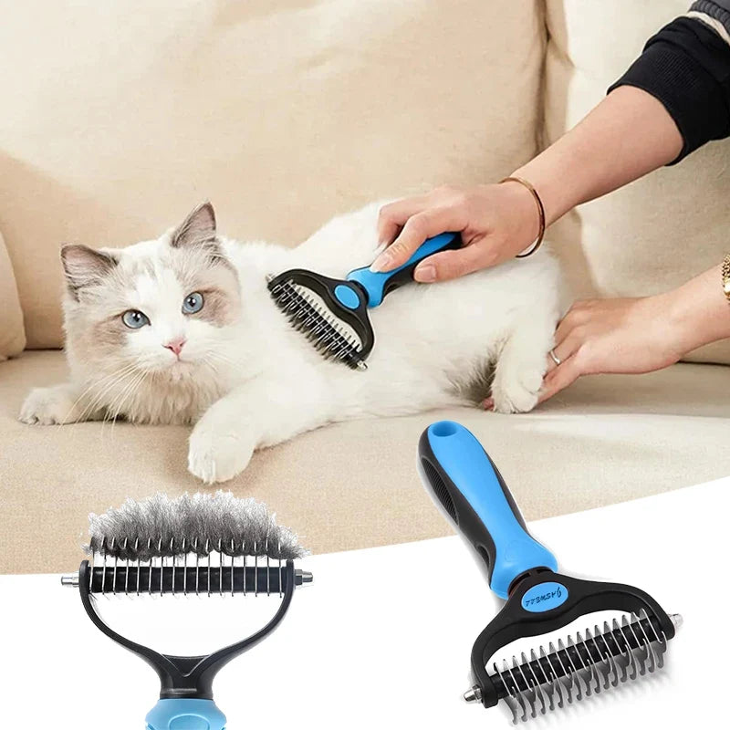 Cat Hair Removal Comb Dog Hair Removal Stainless Steel Double Sided Pet Grooming Brush