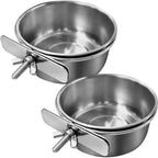 Bird Cage Feeder Cups 2PCS Parrot Food Water Bowl Holder Clamp