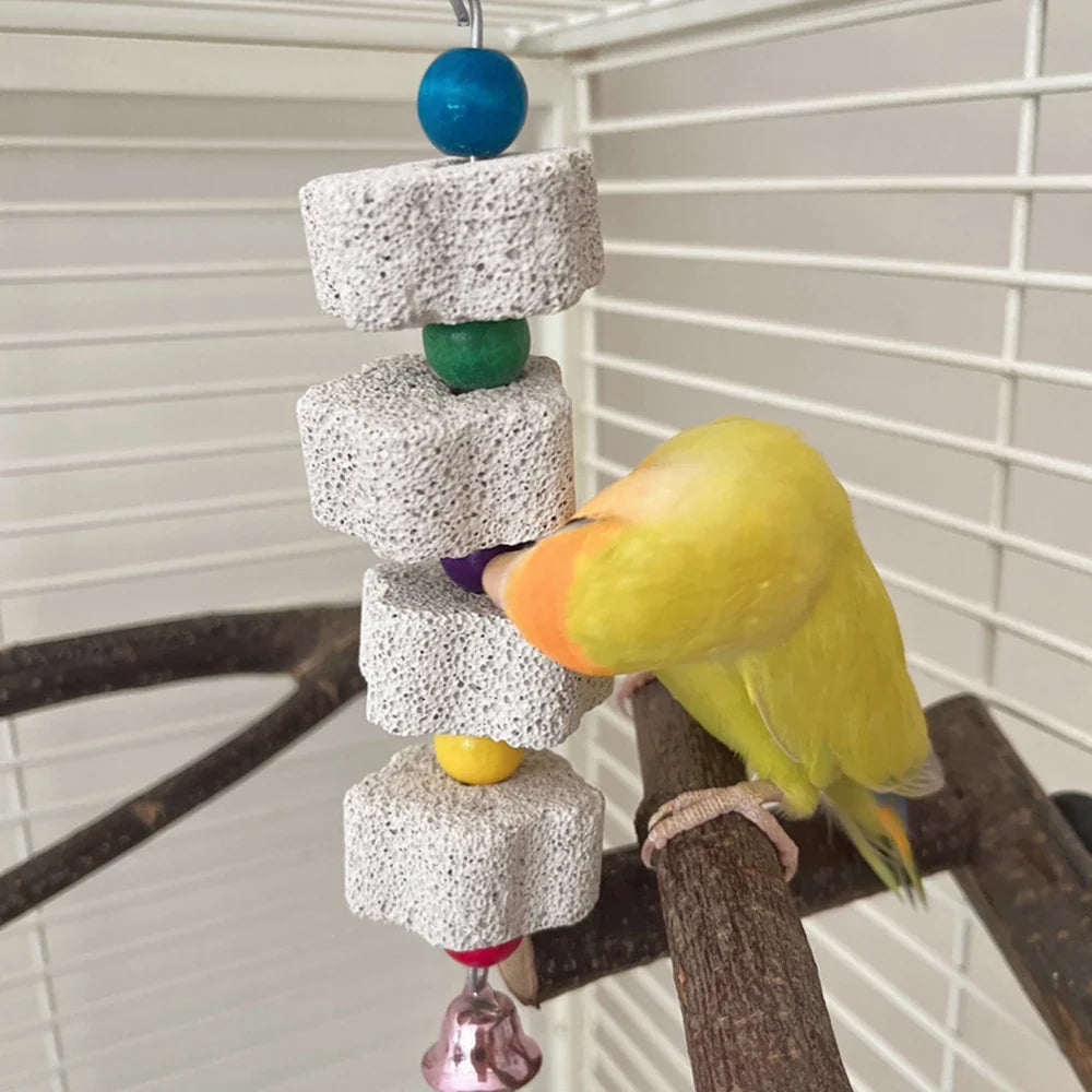 1PC Pet Teeth Grinding Volcanic Rock Toy for Parrots Hamsters Cage Accessories Bird Toy
