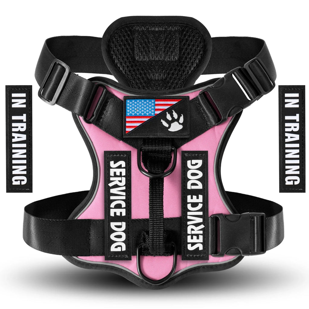 Service Dog Harness, Reflective Dog Vest with 5 PCS Patches, Adjustable Soft