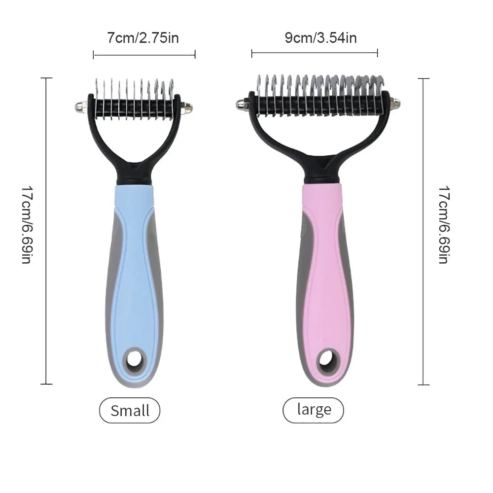 Cat Hair Removal Comb Dog Hair Removal Stainless Steel Double Sided Pet Grooming Brush