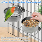 Bird Cage Feeder Cups 2PCS Parrot Food Water Bowl Holder Clamp