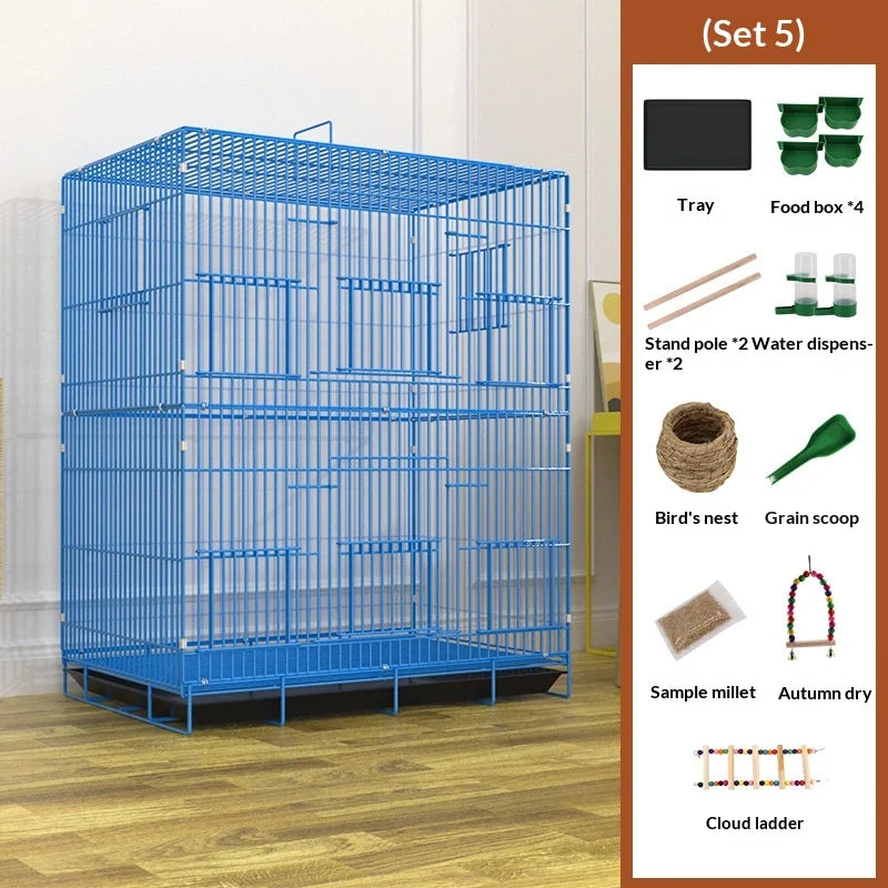 Foldable Extra Tall Metal Bird Cage Parakeet Cockatiel Portable Travel Home Use Easy Storage