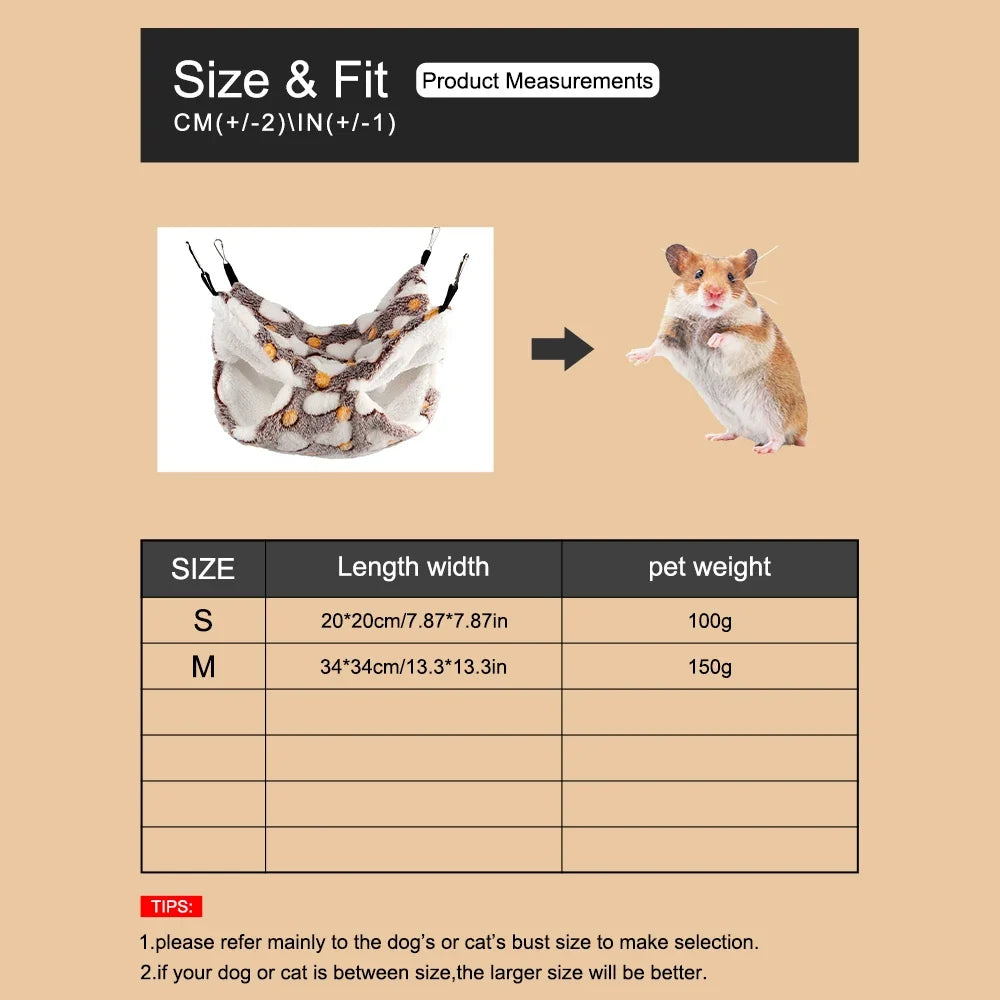 1PC Winter Warm Double-Layer Small Pet Hammock Suspended Squirrel Sleeping