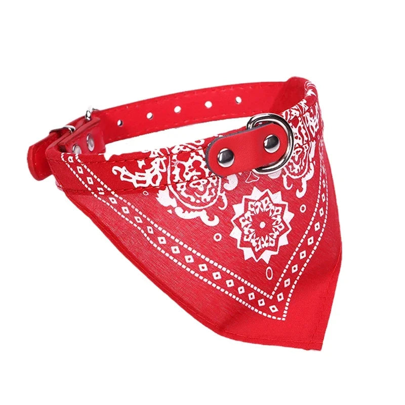 Adjustable PU Dog Cat Collar w/ Detachable Scarf AccessoriesSmall Medium Dogs and Cats
