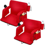 2 Pcs Reclining Stadium Seat Padded Backrest Adjustable Armrests for Outdoor Camping