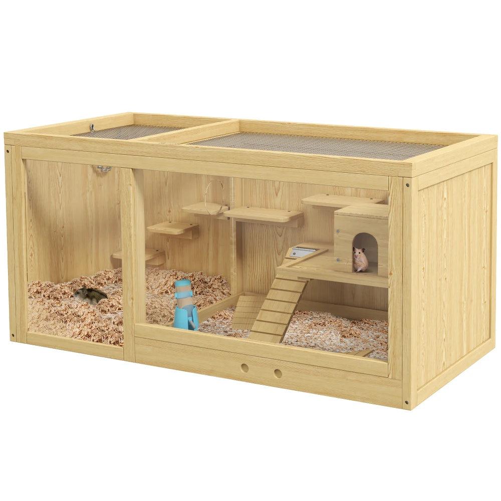Extra Large Multi - Layer Cage Wooden with Pull - Out Tray And Openable Top