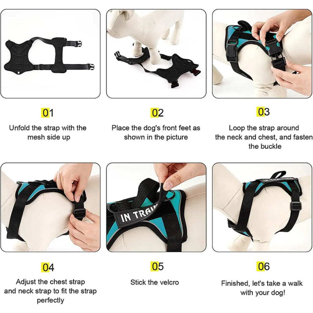 Service Dog Harness, Reflective Dog Vest with 5 PCS Patches, Adjustable Soft