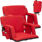 2 Pcs Reclining Stadium Seat Padded Backrest Adjustable Armrests for Outdoor Camping