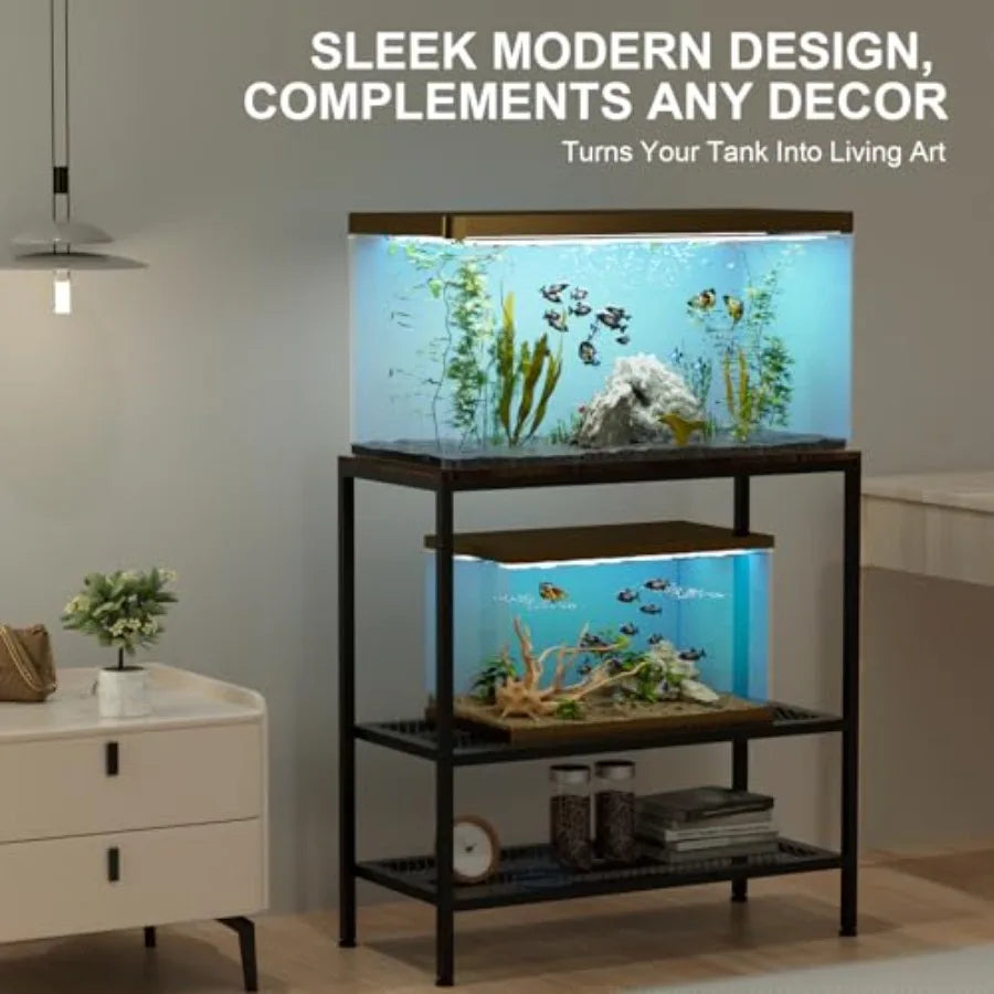 20-29 Gallon Fish Tank Stand, 3-Tier Adjustable Stand, Reptile Breeder Turtle Terrarium