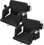 2 Pcs Reclining Stadium Seat Padded Backrest Adjustable Armrests for Outdoor Camping