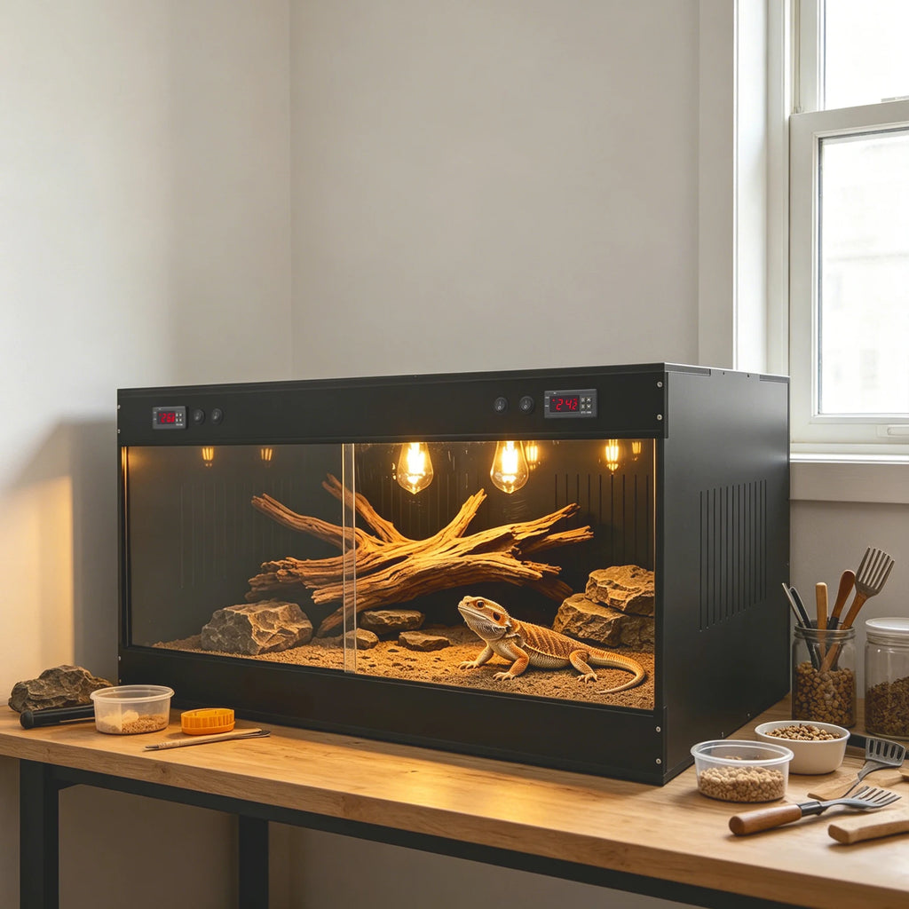 Large Reptile Terrarium with Viewing Window & Dual Temperature Controllers