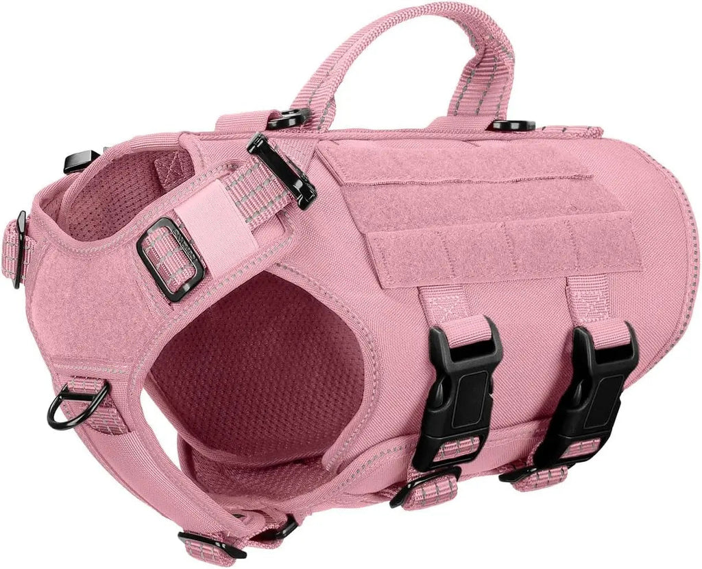 Tactical Dog Harness 6 Buckle No Pull MOLLE Vest Adjustable 3/4 Coverage