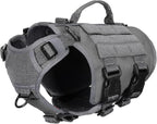 Tactical Dog Harness 6 Buckle No Pull MOLLE Vest Adjustable 3/4 Coverage
