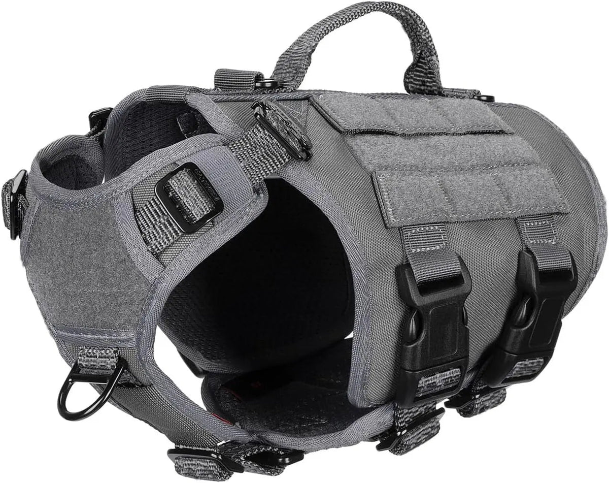 Tactical Dog Harness 6 Buckle No Pull MOLLE Vest Adjustable 3/4 Coverage