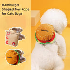 Cartoon Hamburger Chips Design Vest Leash For Cats And Dogs W/ Backpack Escape Proof