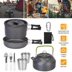12Pcs Camping Cookware Set Stove Aluminum Pot Pans Kit for Outdoor w/ Eating Utensils