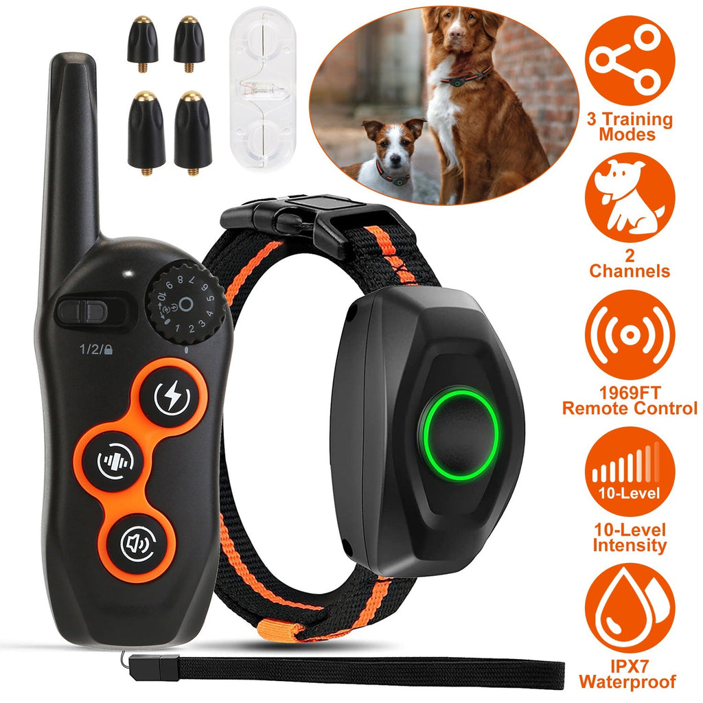 3280 FT Dog Training Collar IP67 Waterproof Pet Beep Vibration Electric rechargeable 3 modes