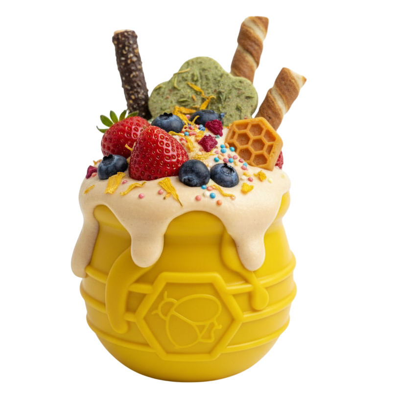 Honey Pot Dog eCup Treat Dispenser | Durable PUP-X Rubber Enrichment Toy