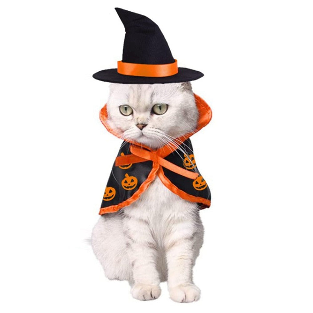 Pet Halloween Cape Hat Set Dogs Cute Costume Pet Halloween Party Cosplay Clothing Cats