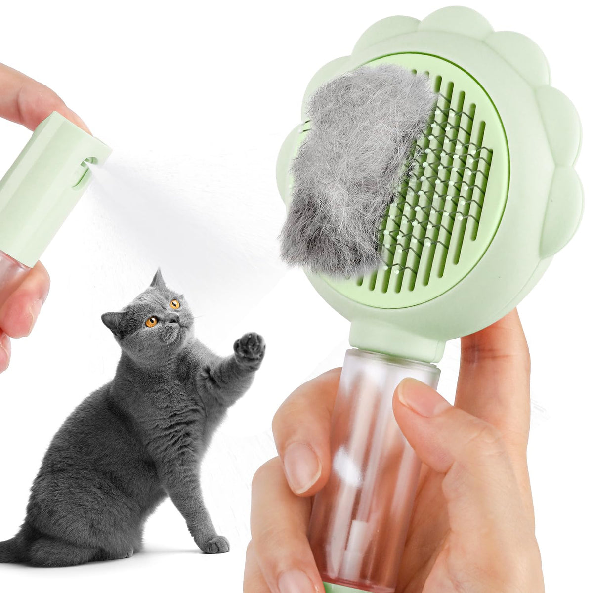 Cat Brush Self Cleaning Spray Cat Brushes For Indoor Cats Removes Loose and Tangled Hair