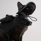 Adjustable Traction Vest And Fisherman's Hat Set For Walking A Cat In Devon.