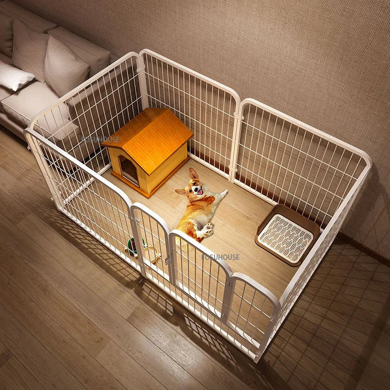Modern Wrought Iron Fence Small Medium Size Dog Teddy Corgi Isolation Door Indoor Kennel