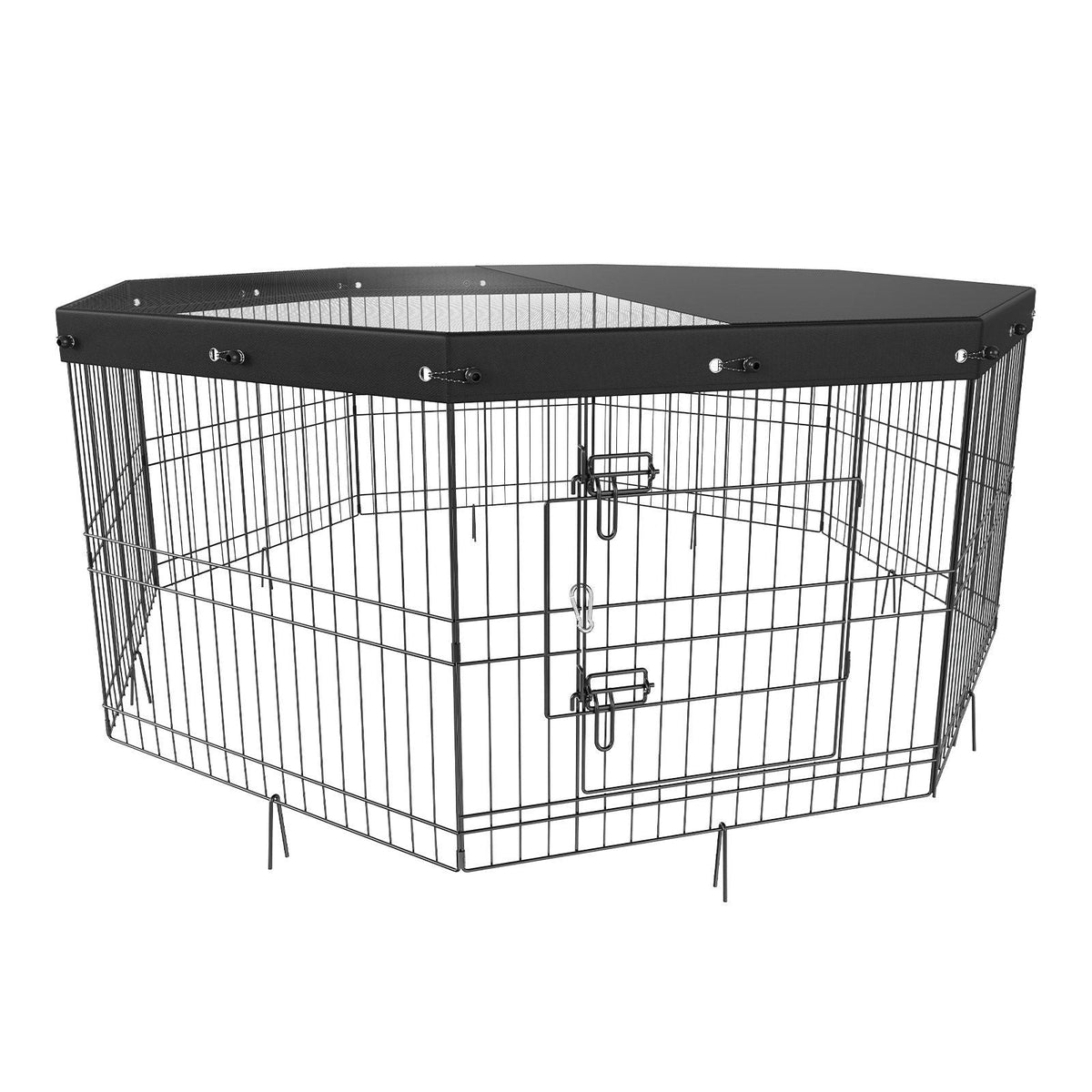 Dog Playpen Foldable Metal Exercise Pen Top Cover, Indoor Outdoor Small Medium Pets