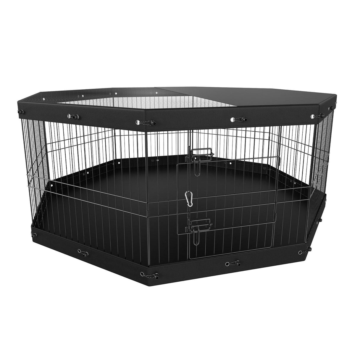Dog Playpen, Foldable Metal w/ Top Cover and Bottom Pad, 24"  H Fence, Indoor Outdoor Pen