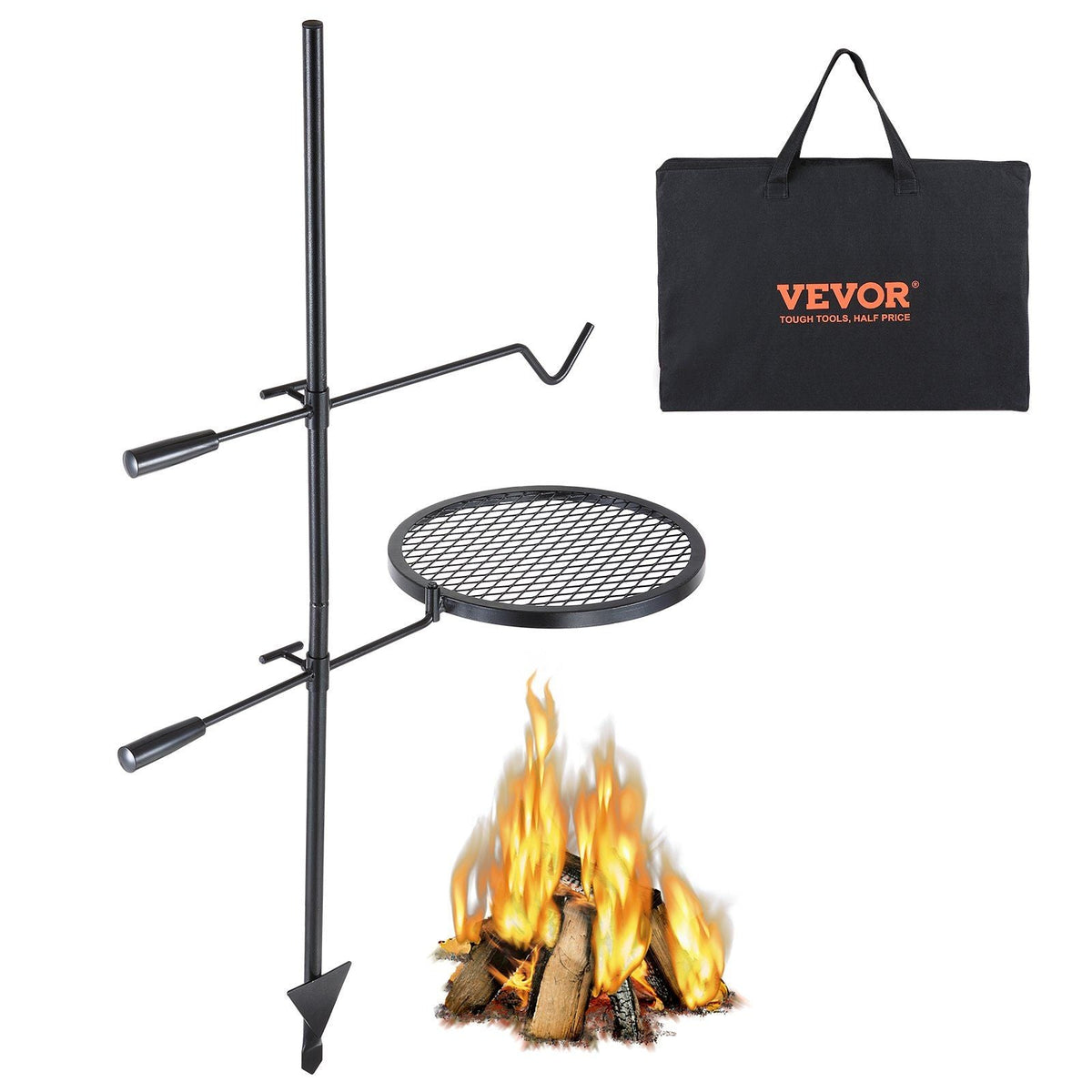 Swivel Campfire Grill, Fire Pit Grill Portable, Lightweight for Camping, Bar-B-Q