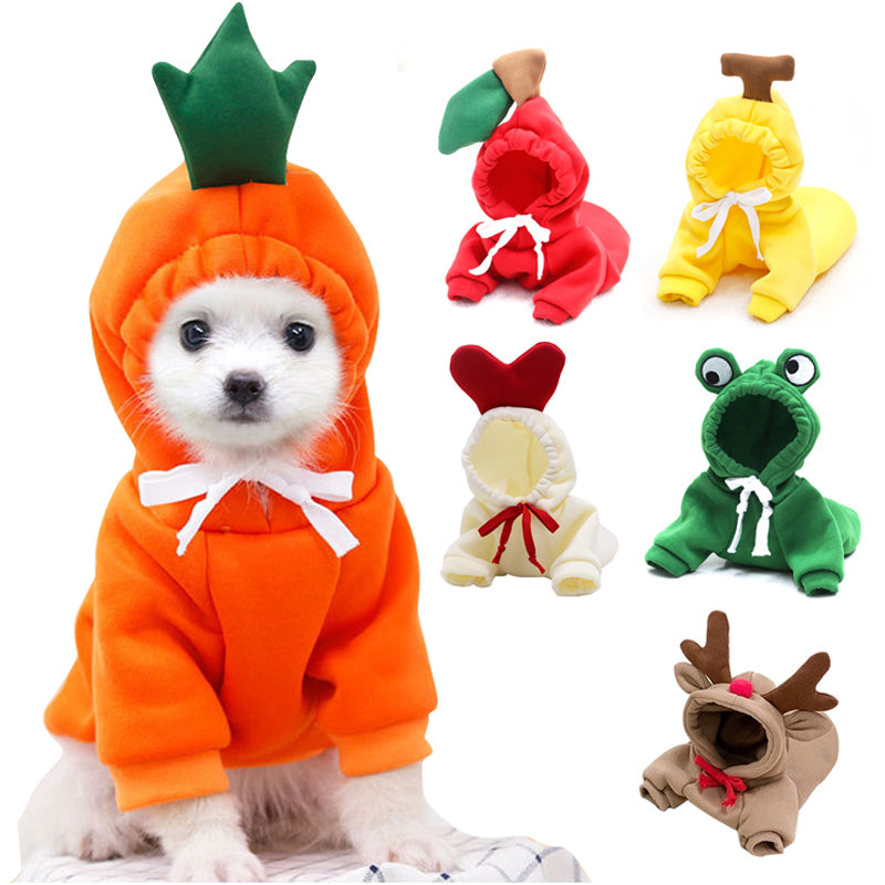 Cute Fruit Clothes For Small Dogs Hoodies Warm Fleece Cat Costume French Chihuahua Outfit