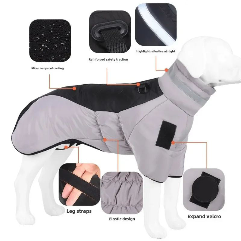 Waterproof Large Dog Jacket Warm Clothes Coat French Dog Reflective Cold Weather Coats