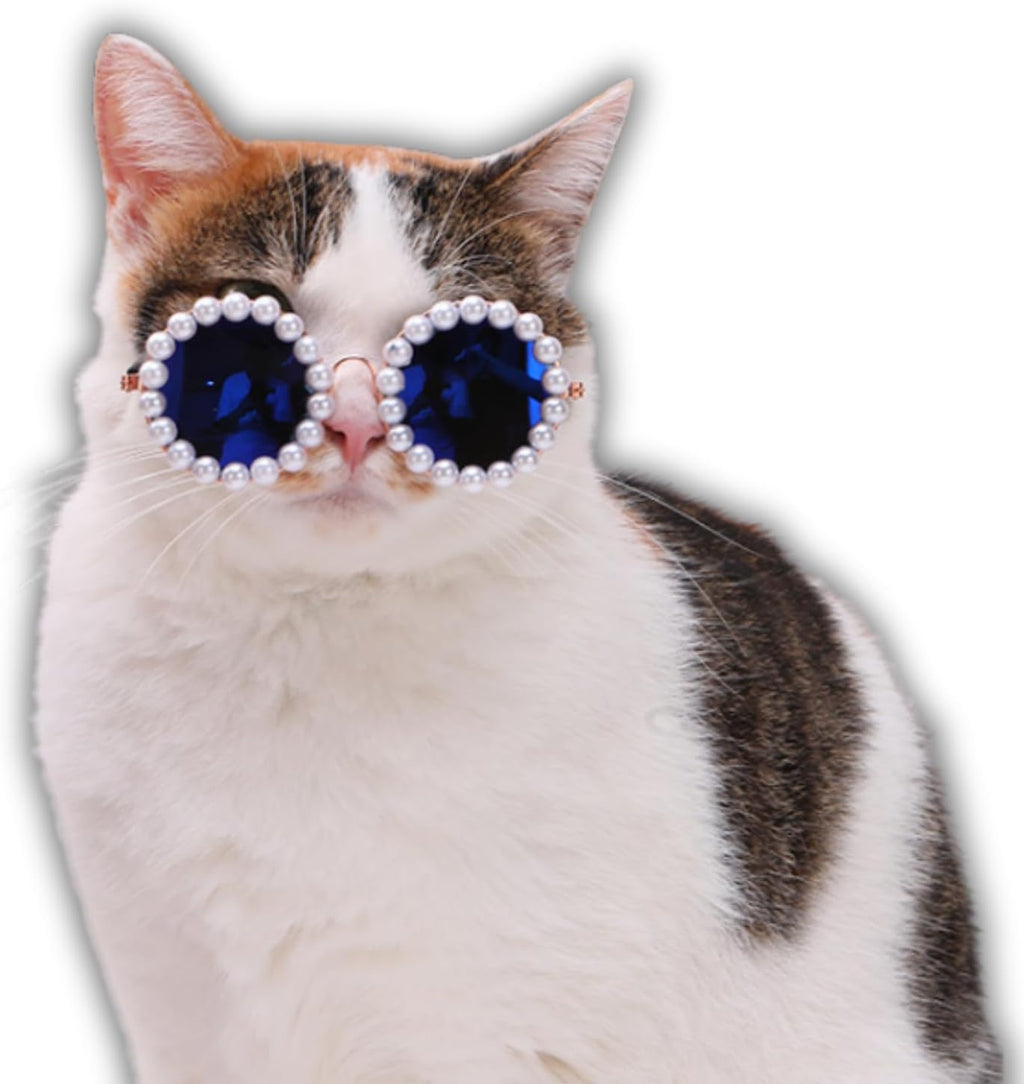 Cat And Dog Pearl Sunglasses - Pet Extravagant Funny Costumes For Party
