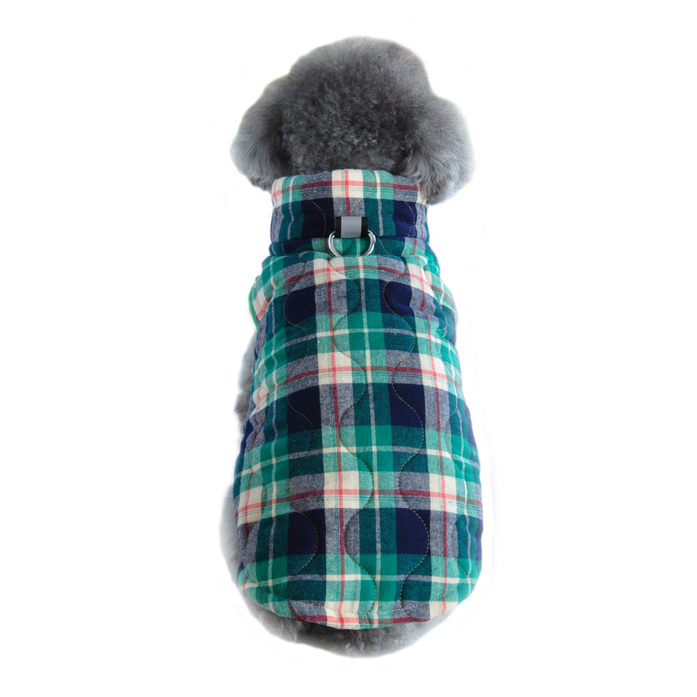 Winter Pet Dog Clothes Heavy Cotton Jacket Plaid Zipper Down Jacket Pets Supplies