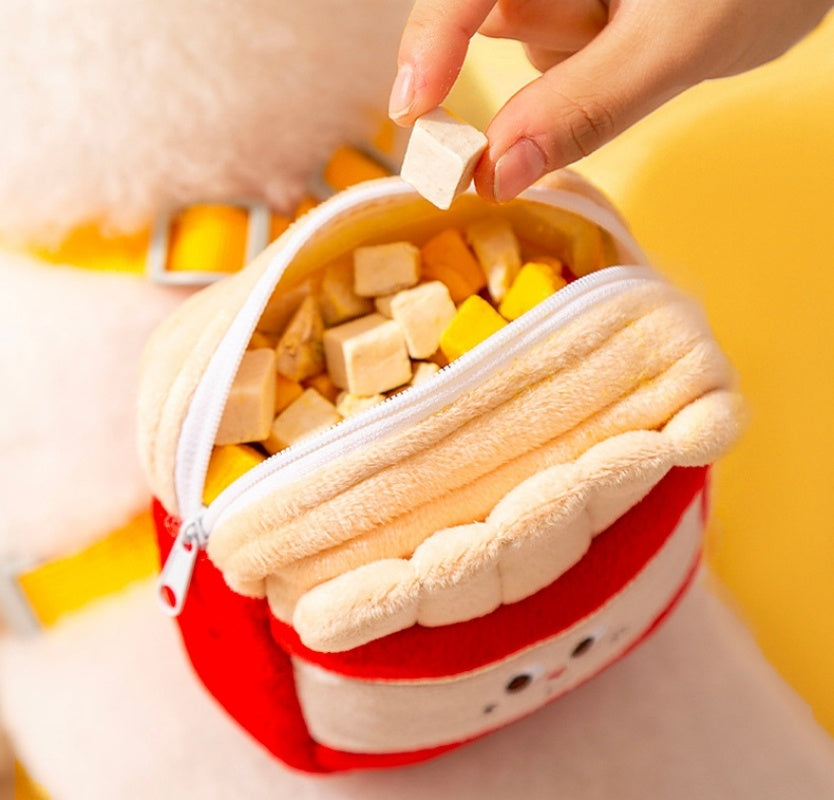 Cartoon Hamburger Chips Design Vest Leash For Cats And Dogs W/ Backpack Escape Proof