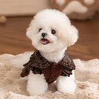 Cozy Pet Sweater Dress - Fleece-Lined Dog Skirt And Cat Winter Clothes With Ruffle Trim